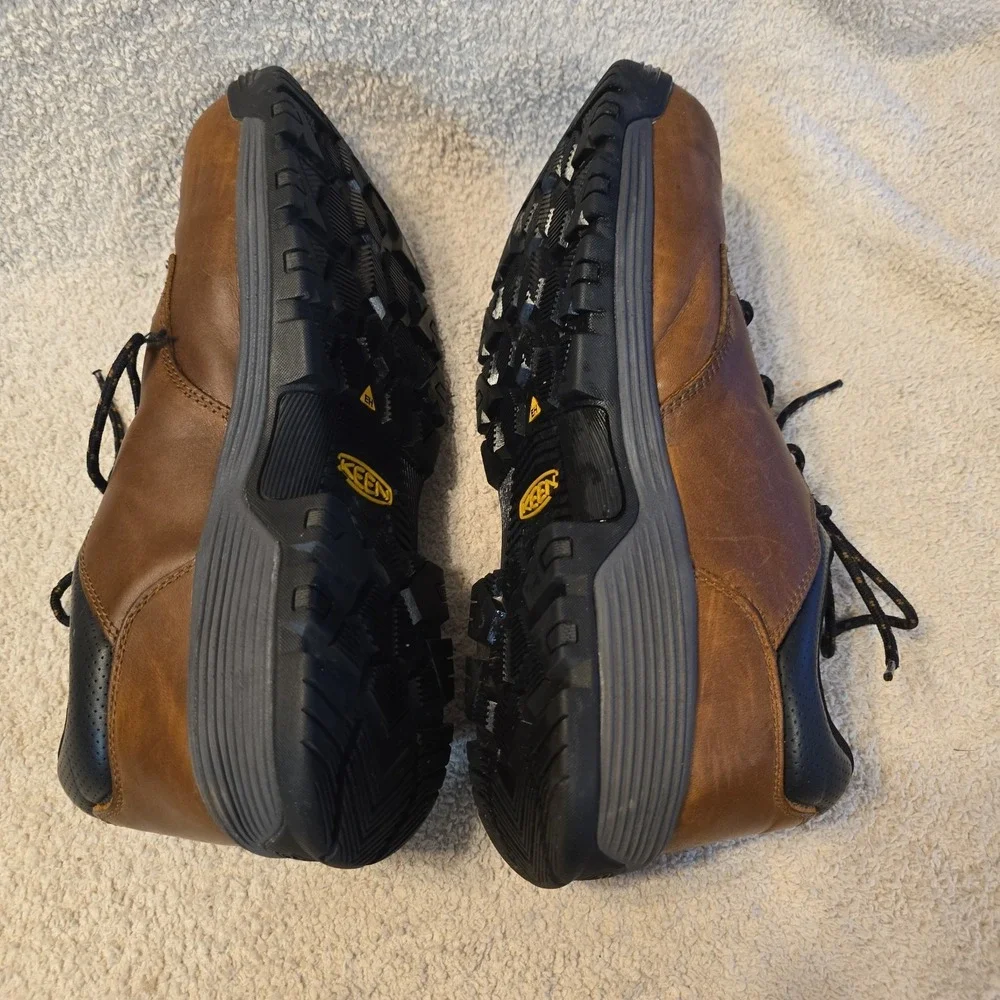 KEEN Chicago Oxford Work Utility Carbon Toe Safety Shoes Brown Leather Sz 14D